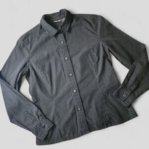 WILLI SMITH | Neutral Black White Pin Striped Button Down Long Sleeved Shirt | S